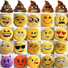 Подушка спать младенца желтого смайлика Emoji круглая заполненная для домашней пользы