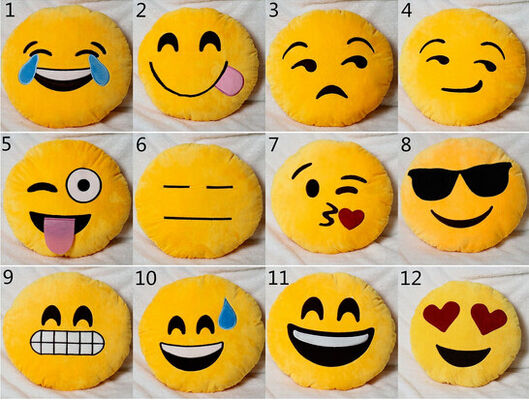 желтый цвет смайлика Emoji 22 типов и круглые заполненные валики и подушки для домашнего украшения