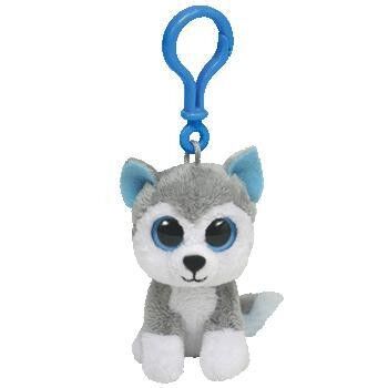 Осиплая игрушка Keychain плюша заполненного животного собаки, белизна серых/белизны/риса