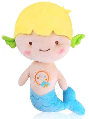 Желтый младенец голубого красного цвета милый Toys маленькая кукла 20cm плюша русалки 25cm